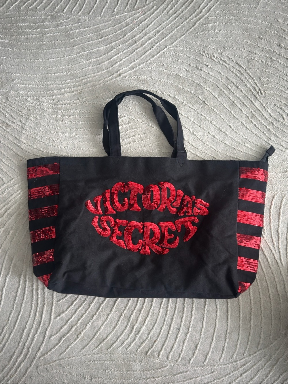Victoria's Secret Black Tote with Red Sequin Logo